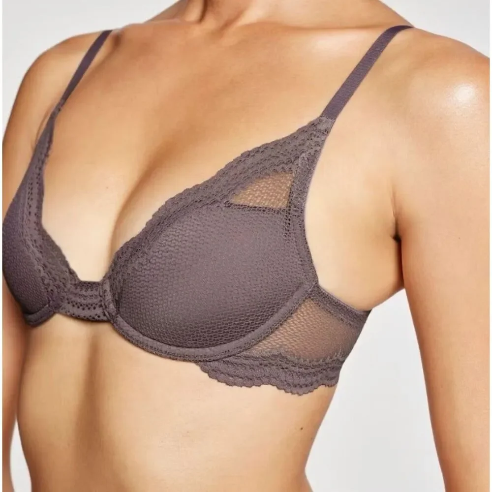 Pepper Signature All You Underwire Bra Slate Grey Lace 36AA